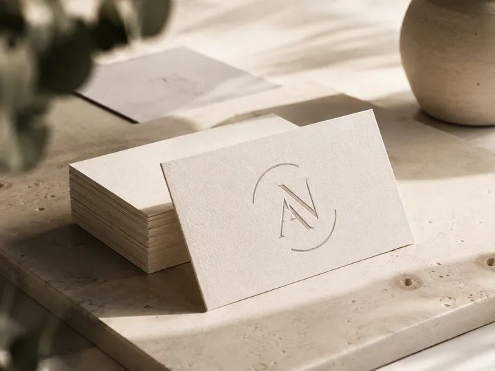 Minimal business cards on a desk